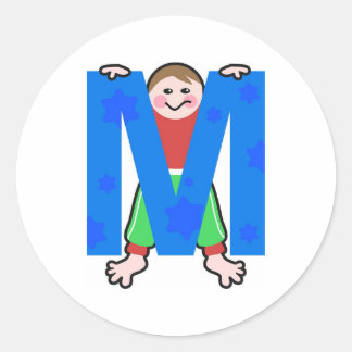 M is for classic round sticker