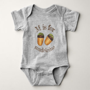 M is for Madeleine French Pastry Pâtisserie Cake Baby Bodysuit