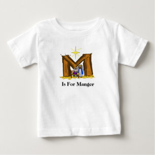 M is for Manger Christian Baby Christmas T-shirt