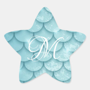 M is for Mermaid Blue Scale Sticker