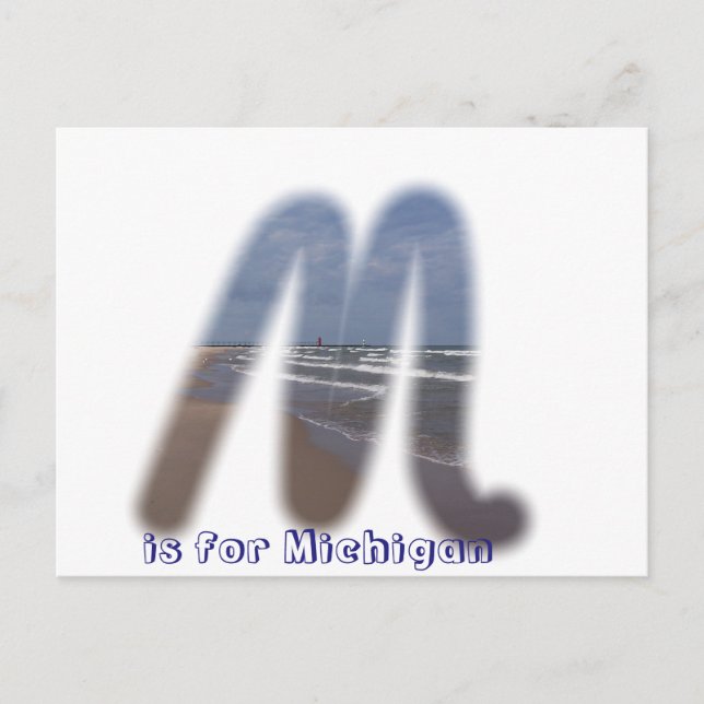 M is for Michigan Postcard (Front)