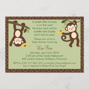 M is for Monkey Jungle Baby Shower Invitations