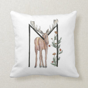 M is for Moose and Marigolds Cushion