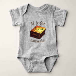 M is for Moussaka Greek Mediterranean Food Baby Bodysuit