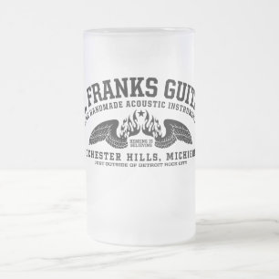 M.J. Franks Guitars Wings Beverage Container Frosted Glass Beer Mug