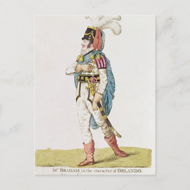 M.John Braham  the character of Orlando, 1802 Postcard (Front)