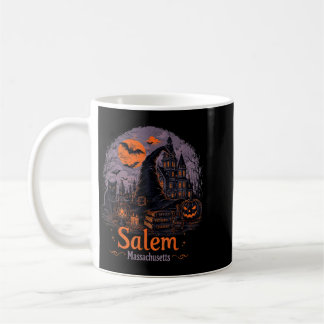M Machusetts Vintage Witch Hat Cat Spooky Coffee Mug