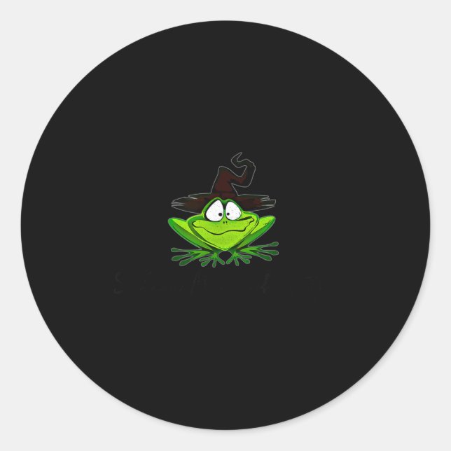 M Machusetts Whimsy Frog Witches Hat Halloween Wit Classic Round Sticker (Front)