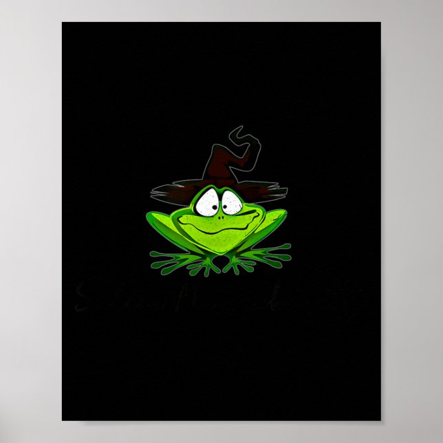M Machusetts Whimsy Frog Witches Hat Halloween Wit Poster (Front)