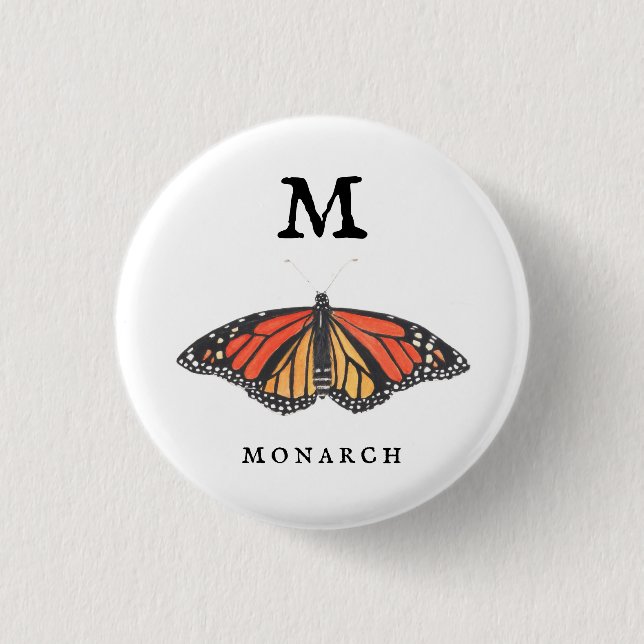 "M" Monarch  3 Cm Round Badge (Front)