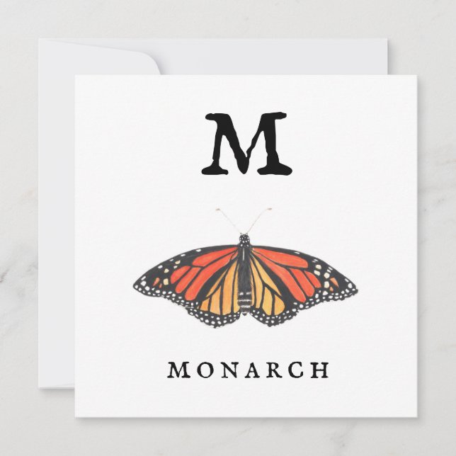"M" Monarch Flat Greeting Card (Front)