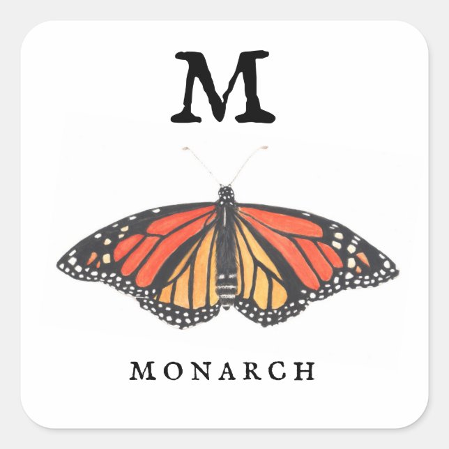 "M" Monarch  Square Sticker (Front)
