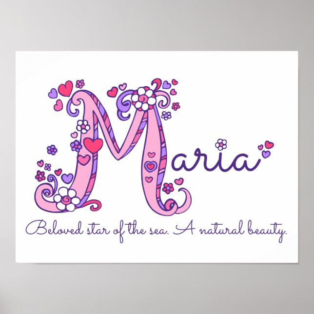 M monogram art Maria girls name meaning poster (Front)