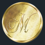 M Monogram Faux Gold Envelope Seal Stickers<br><div class="desc">M Monogram Faux Gold Envelope Or Favour Seal. These classic round stickers are printed with non metallic ink on a flat sticker to look like gold. They are not beveled or embossed monograms but are designed to look like they are beveled or embossed monograms. These gold monogram seals are printed...</div>