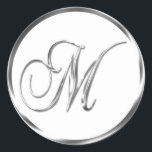 M Monogram Faux Silver Envelope Or Favour Seal<br><div class="desc">M Monogram Faux Silver Envelope Or Favour Seal. These classic round stickers are printed with non metallic ink on a flat sticker to look like silver. They are not beveled or embossed monograms but are designed to look like they are beveled or embossed monograms. These silver monogram seals are printed...</div>