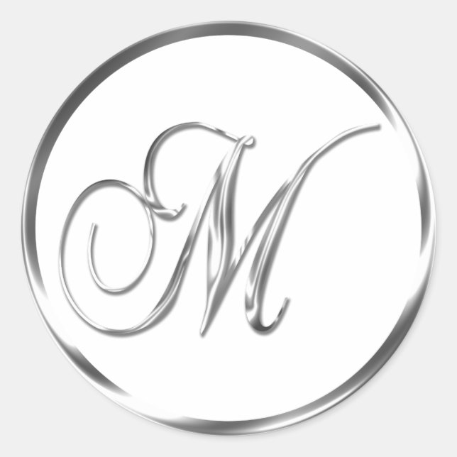 M Monogram Faux Silver Envelope Or Favour Seal (Front)