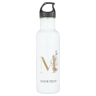 M Monogram Floral Personalised 710 Ml Water Bottle