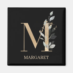 M Monogram Floral Personalised Magnet