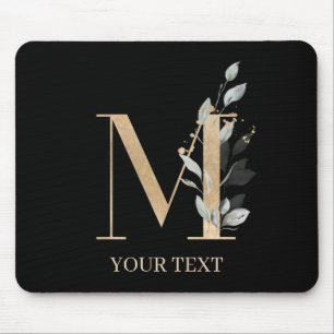 M Monogram Floral Personalised Mouse Mat