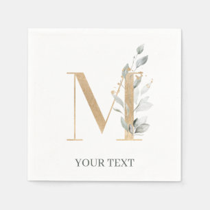 M Monogram Floral Personalised Napkin