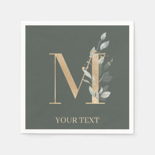 M Monogram Floral Personalised Napkins