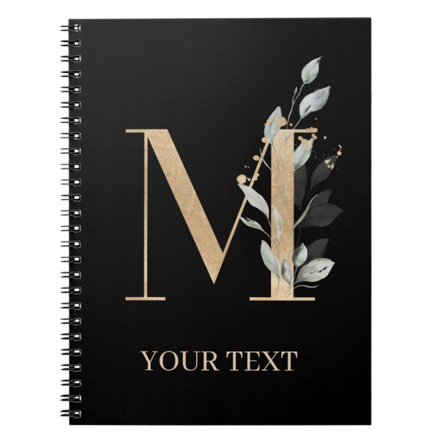 M Monogram Floral Personalised Notebook (Front)