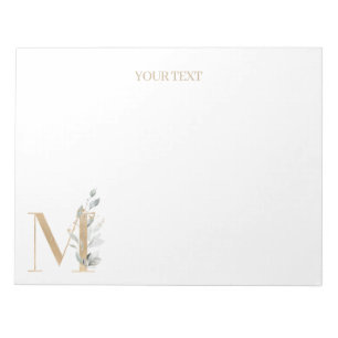 M Monogram Floral Personalised Notepad