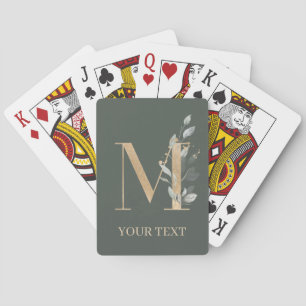 M Monogram Floral Personalised Playing Cards