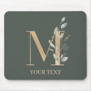 M Monogram Floral Personalized Mouse Pad
