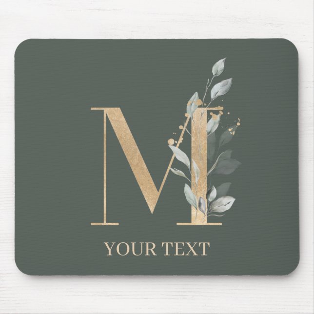 M Monogram Floral Personalized Mouse Pad (Front)