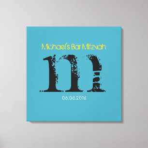 M Monogram Initial Bar Bat Mitzvah Sign-In Board Canvas Print