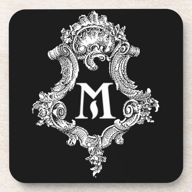 M Monogram Initial Coaster (Front)