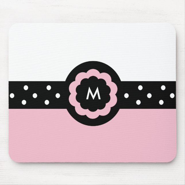 M :: Monogram M Dotted Pink & White Mousepad (Front)