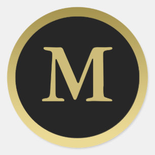 M :: Monogram M Elegant Gold and Black Stickers