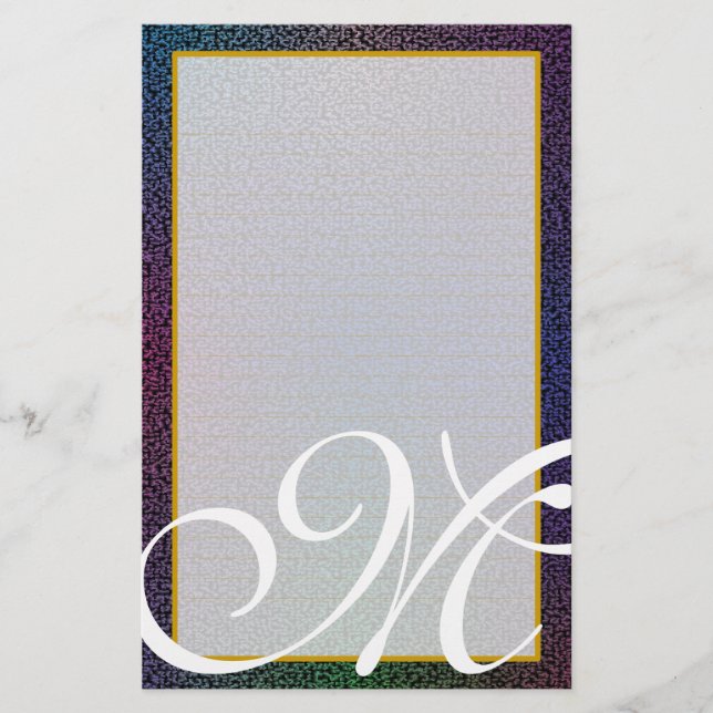 M Monogram "Metallic Black" Fine Lined Stationery (Front)