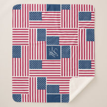 M Monogram Patriotic American Flag Americana