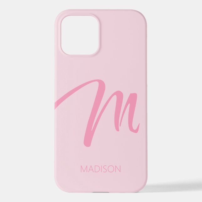 M Monogram Personalised Pink iPhone Case (Back)