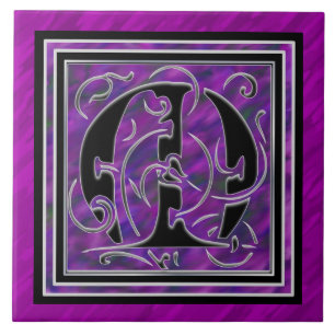 M Monogram "Purple Waters" Ceramic Tiles