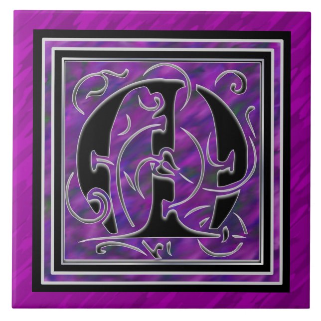 M Monogram "Purple Waters" Ceramic Tiles (Front)