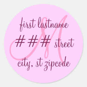 "M" Monogram return address label - personalise