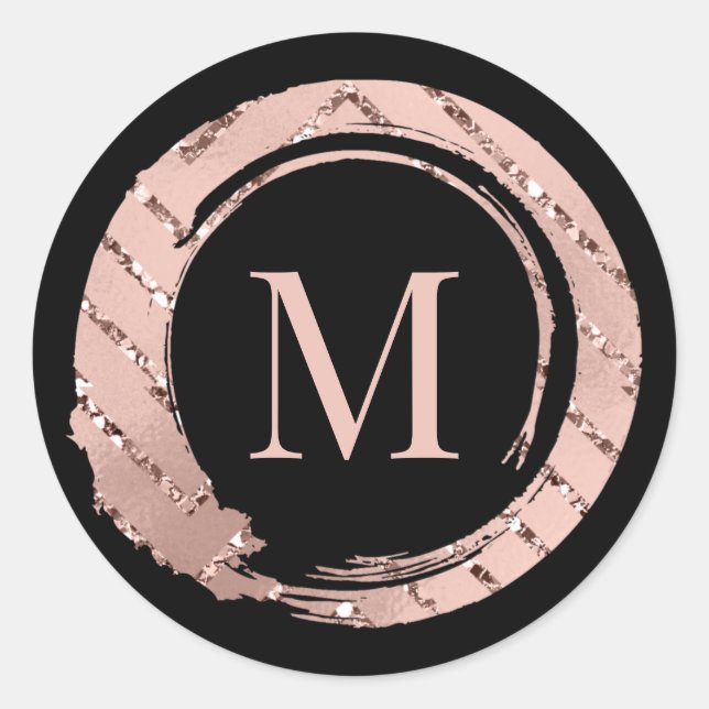 M Monogram Rose Blush Frame Bridal Sweet16th Classic Round Sticker (Front)