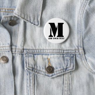 M Monogram Simple Modern Minimalist Personalised 6 Cm Round Badge