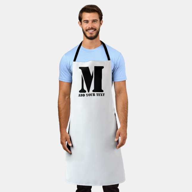 M Monogram Simple Modern Minimalist Personalised  Apron (Worn)