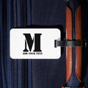 M Monogram Simple Modern Minimalist Personalised Luggage Tag