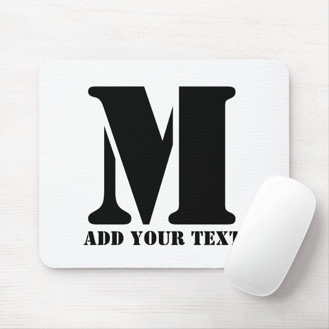 M Monogram Simple Modern Minimalist Personalised  Mouse Mat (With Mouse)