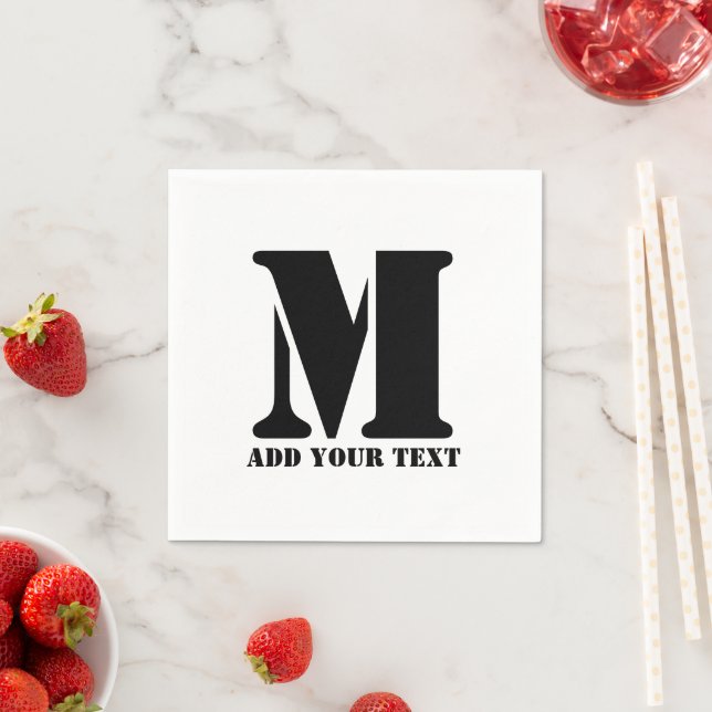 M Monogram Simple Modern Minimalist Personalised  Napkin (Insitu)