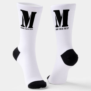 M Monogram Simple Modern Minimalist Personalised  Socks