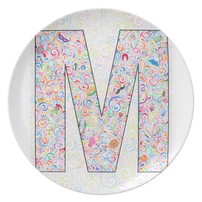 "M" Monogrammed Plate (Front)