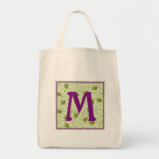 M-Monogrammed Spring Floral Grocery Tote