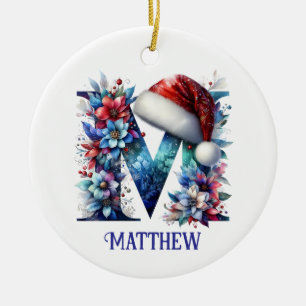 M Name Christmas Ornament
